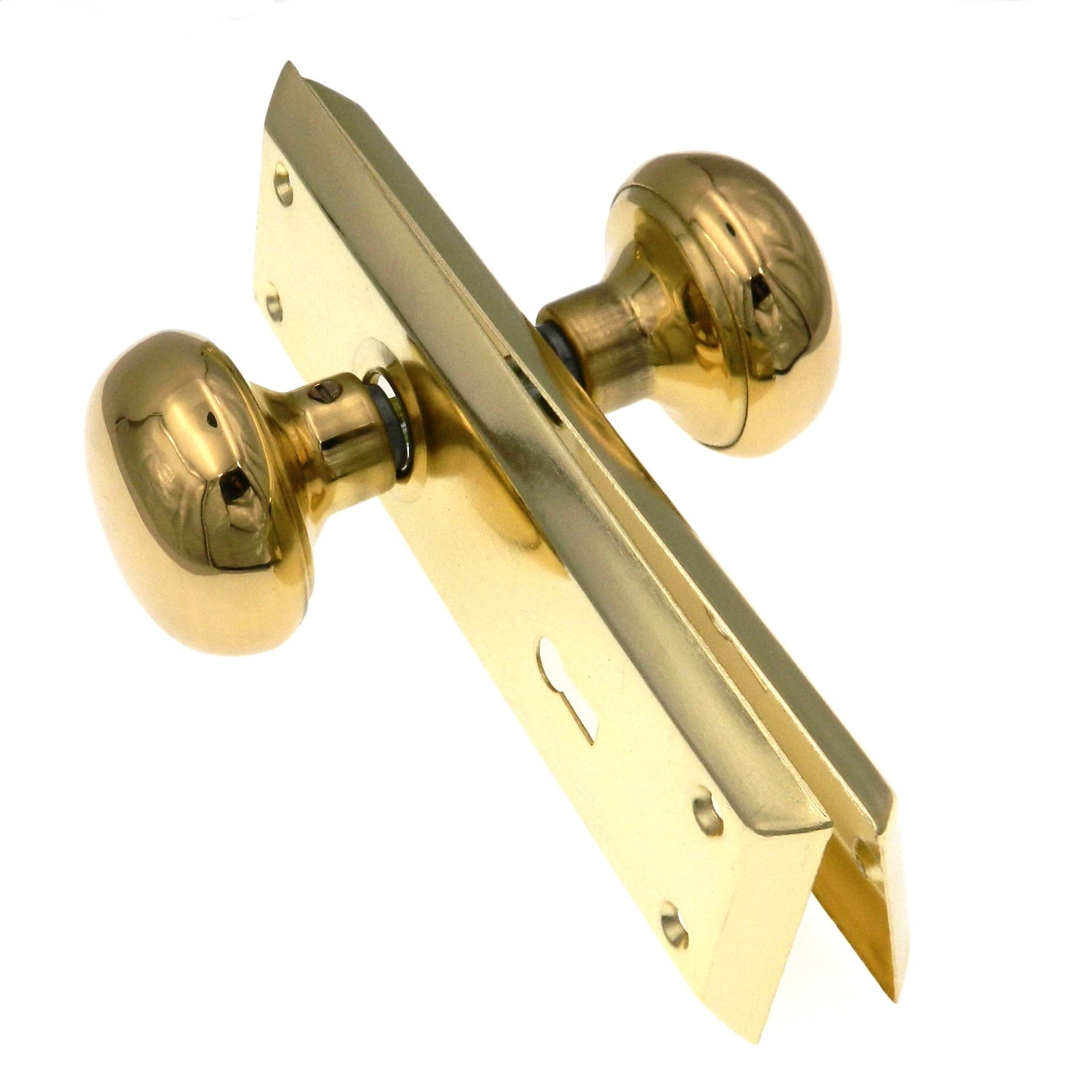 Warwick Solid Brass Round Passage Door Knob Set, Polished Brass SH1022PB