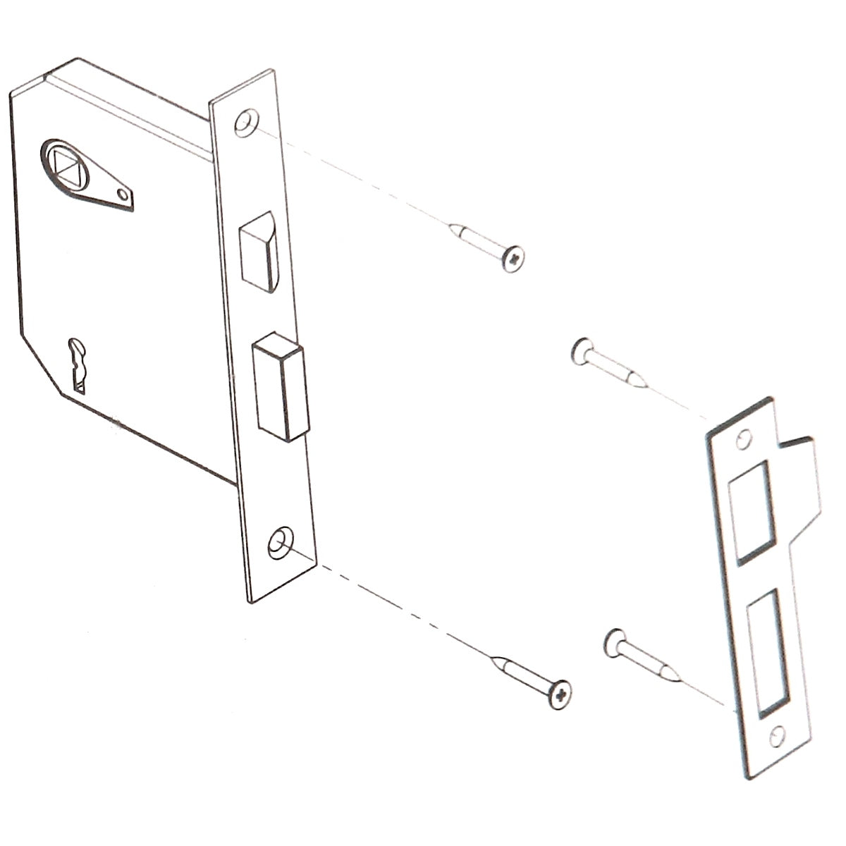 Warwick Door Bit Key Mortise Lock Replacement, Polished Brass SH1027PB