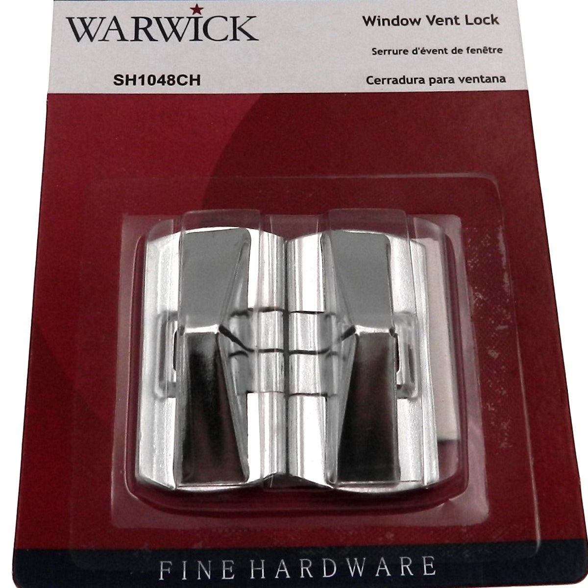 Set of Warwick Double Hung Window Flip Wedge Vent Locks, Chrome SH1048CH