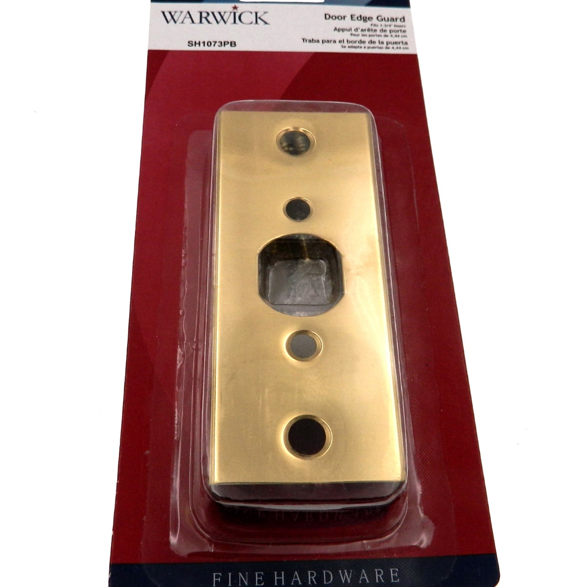 Warwick Door Edge Guard Reinforcer for 1 3/4" Door, Polished Brass SH1073PB