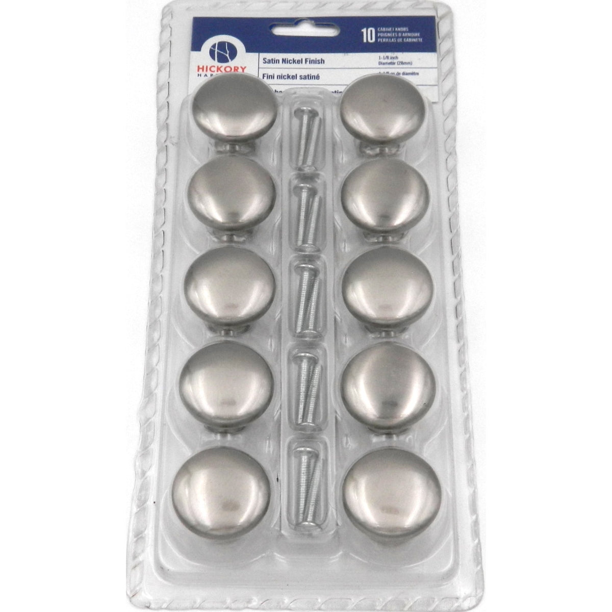 10 Pack Hickory Hardware VP14255-SN Satin Nickel 1 1/8" Round Cabinet Knobs